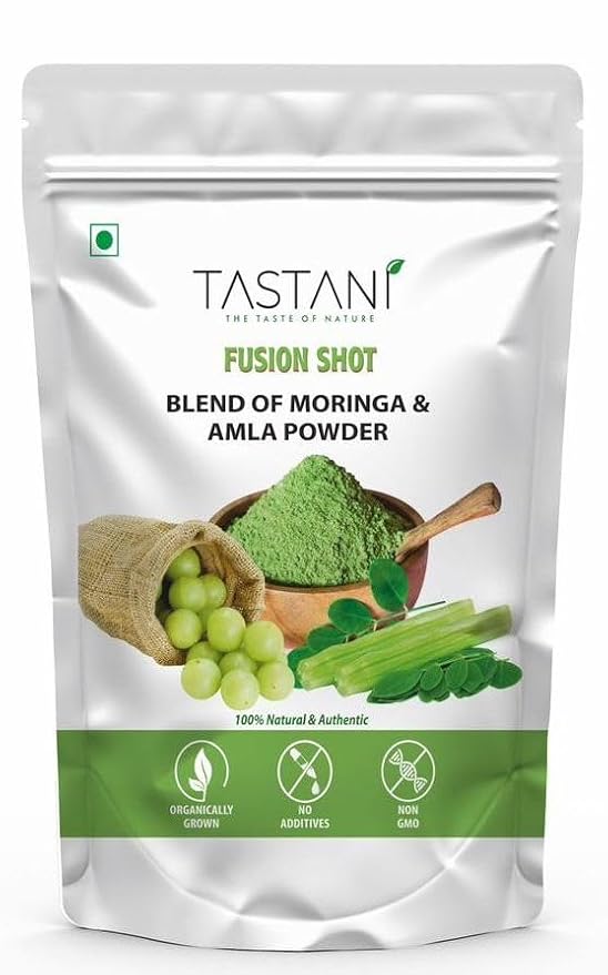 Fusion Shot, Blend of Moringa & Amla Superfood Synergy for Detox & Immunity Booster, Energy, Digestion & Improves Skin and Hair Health | 200g | All in One Wellness Shot.